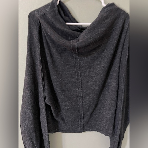 We The Free Charcoal Gray Long Sleeve Draped Neck Knit Top Size XS - Picture 4 of 5